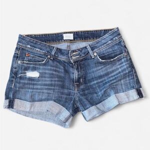 Vintage Women’s Hudson Jeans Distressed Blue Denim Shorts Size 30 Y2K